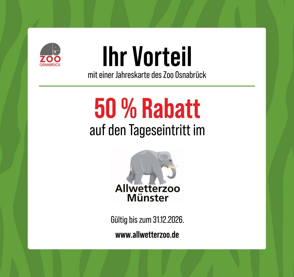 Ihr Vorteil mit einer Jahreskarte des Zoo Osnabrück