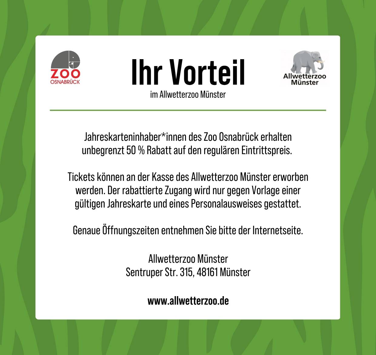 Ihr Vorteil mit einer Jahreskarte des Zoo Osnabrück