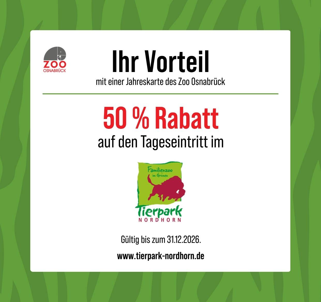 Ihr Vorteil mit einer Jahreskarte des Zoo Osnabrück
