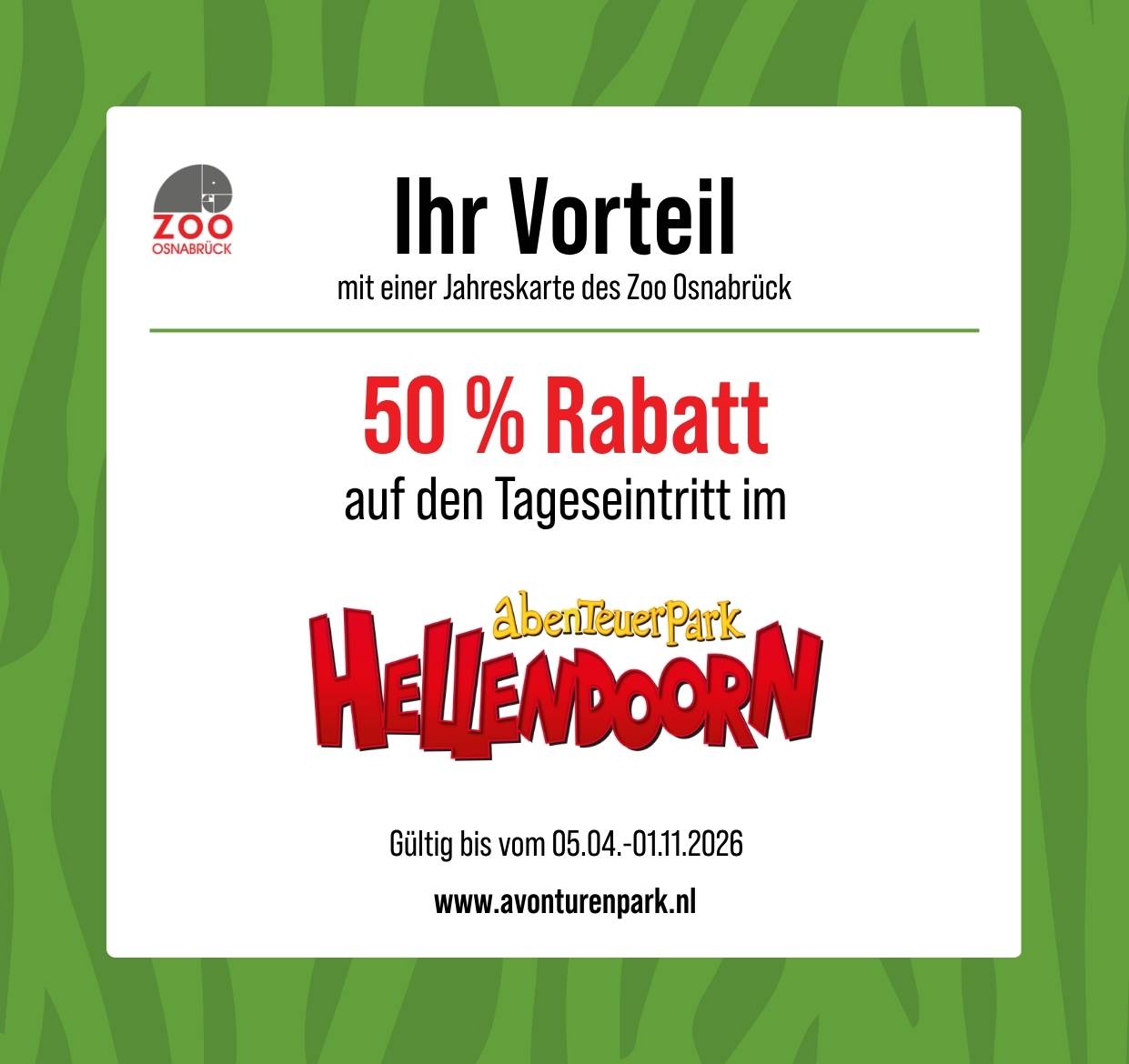 Ihr Vorteil mit einer Jahreskarte des Zoo Osnabrück