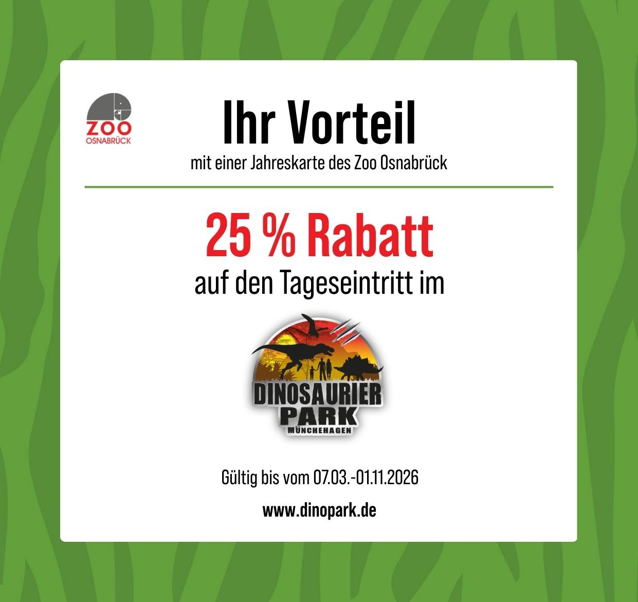 Ihr Vorteil mit einer Jahreskarte des Zoo Osnabrück
