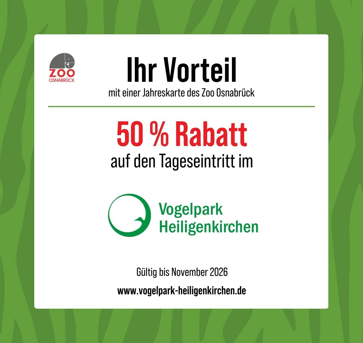 Ihr Vorteil mit einer Jahreskarte des Zoo Osnabrück