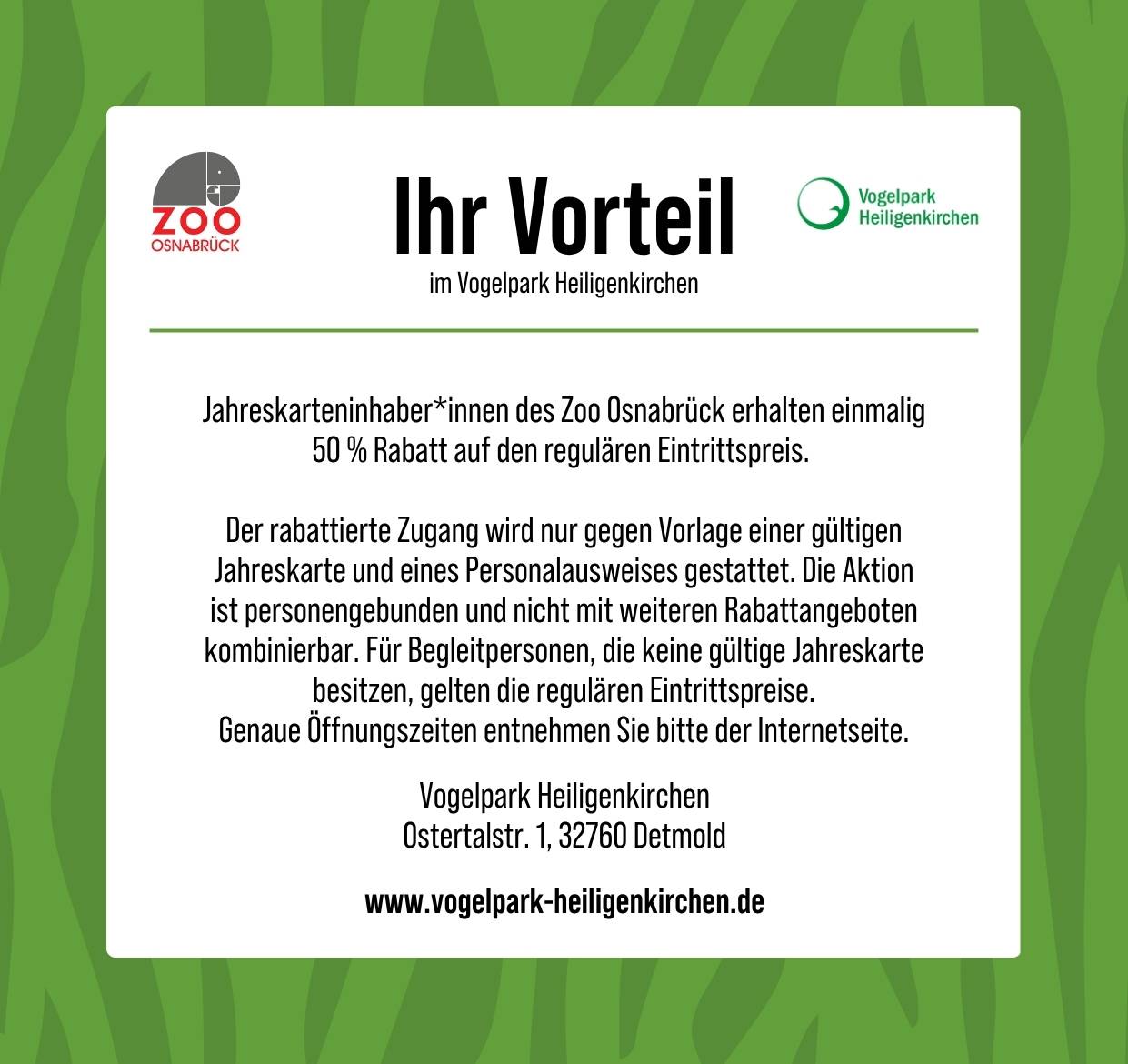 Ihr Vorteil mit einer Jahreskarte des Zoo Osnabrück